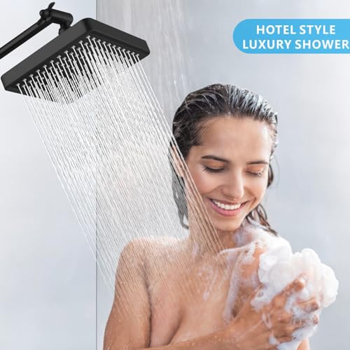 Voolan High Pressure Rain Shower Head - Luxury Modern Look - The Adjustable Replacement For Your Bathroom Showerhead - 6" Square High Flow Pressure Boosting Showers (Matte Black) by Voolan - Image 7