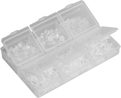 Miniatura 6 de Aretes de plástico invisible de 0.118 pulgadas para orejas sensibles, 600 piezas hipoalergénicas para aretes y postes de almohadilla plana,