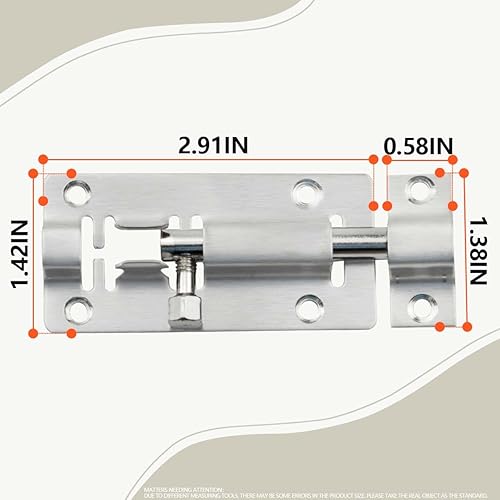 Miniatura 2 de SANATO Pestillo de barril deslizante de 3 pulgadas, cerradura deslizante de acero inoxidable para seguridad de puerta (paquete de 12) (3 pulgadas)
