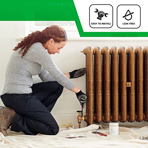 Midline Valve 6I342-5 Steam Radiator Valve; Air Vent Temperature Control; 1 In. Fip X Male Union; Brass (5 Pack) #TOP3