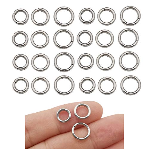 300pcs Mix 8mm 9mm 10mm Stainless Steel Thick Strong Rings Jump Rings Connector Rings for Jewelry...