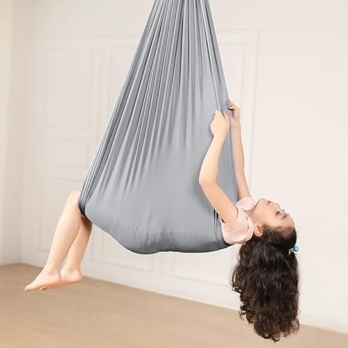 tylxayoxa Aerial Yoga Hängematte Set, Aerial Yoga Swing Air Fliegen, Nestschaukel, Yoga-Schaukel Hammock Swing 200 Kg Max. Tragfähigkeit Mit Beschläge, Anti-Gravity-Übungen(Grau,150x280CM/59x110in)