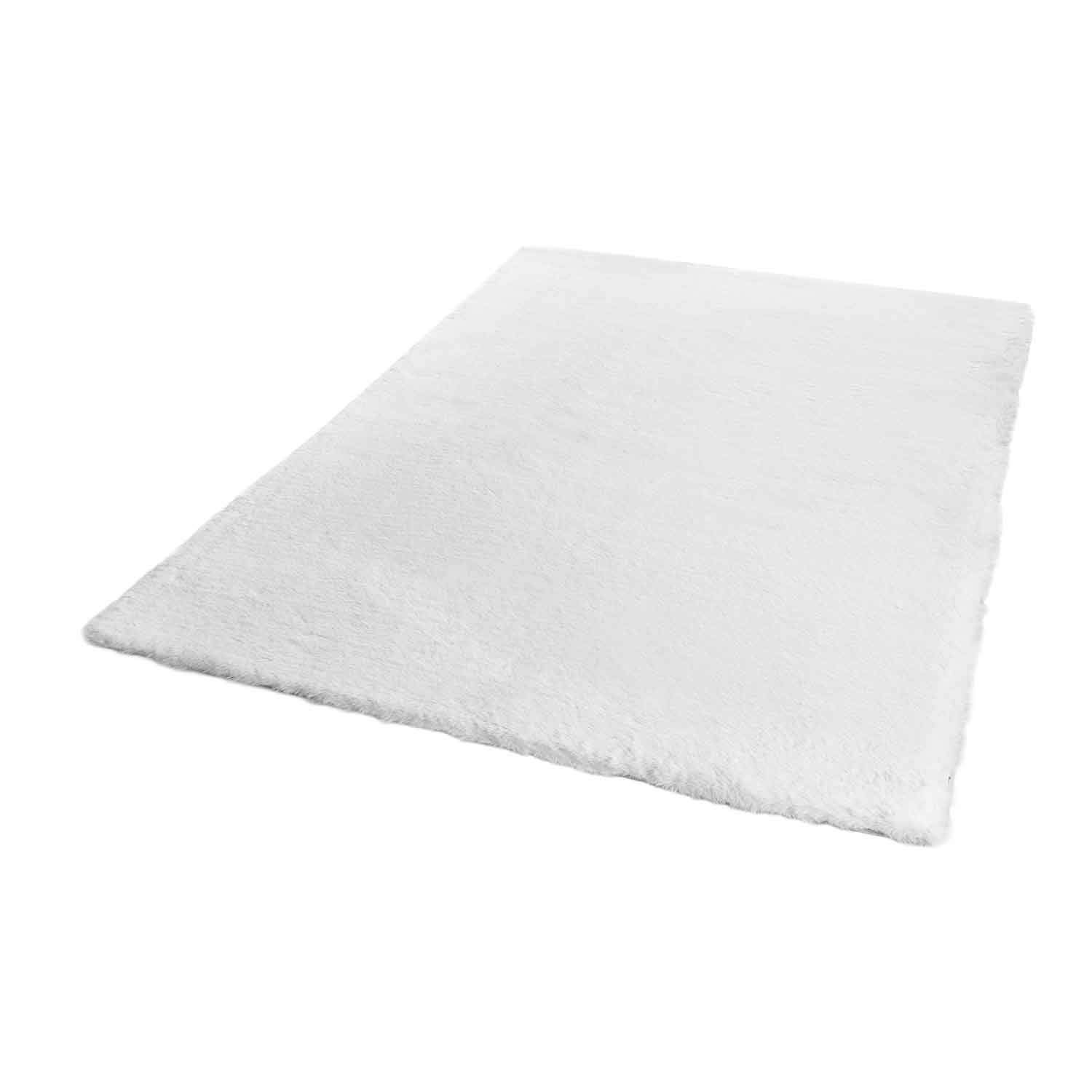 VIMODA Fellteppich Kunstfell Teppich Imitat in Creme Dicht Flauschig Seidiger Glanz, Maße:160x230 cm
