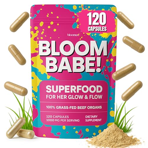 Beef Organ Supplement for Women | 100% Grass Fed Beef Liver Capsules with Heart, Kidney & Reproductive Organs | Primal Hormone Balance & Ancestral Energy | Bloom Babe - Queen of Superfoods, 120ct