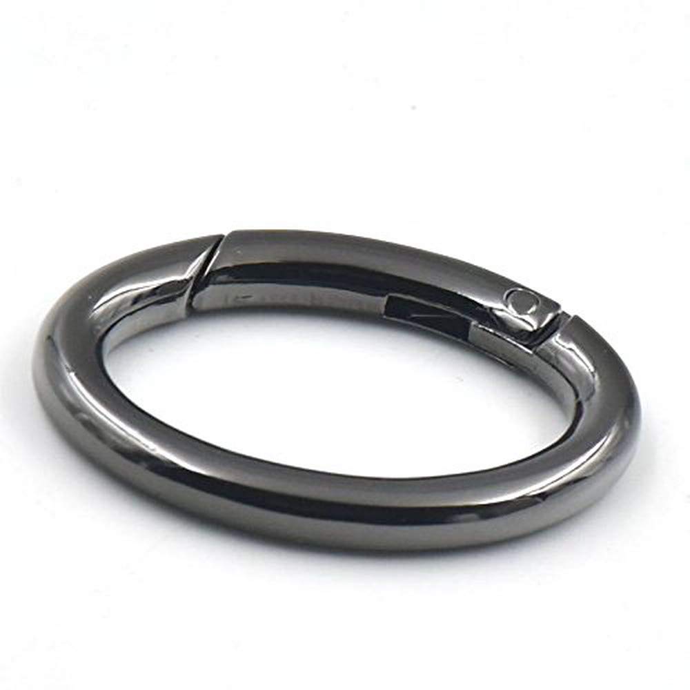 micoshop 4 PCS Metal Snap Clip 36mm Trigger Spring Gate Oval Ring Clips for Strap Robbin Webbing Buckle Ring (Nickle-Black)