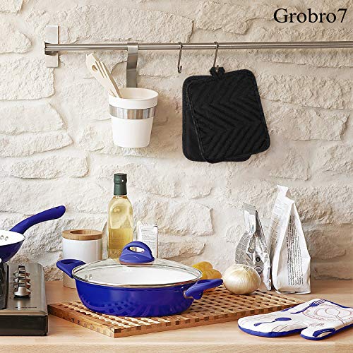 image for GROBRO7 5Pack Cotton Pocket Pot Holder Set Kitchen Heat Resistant Poth