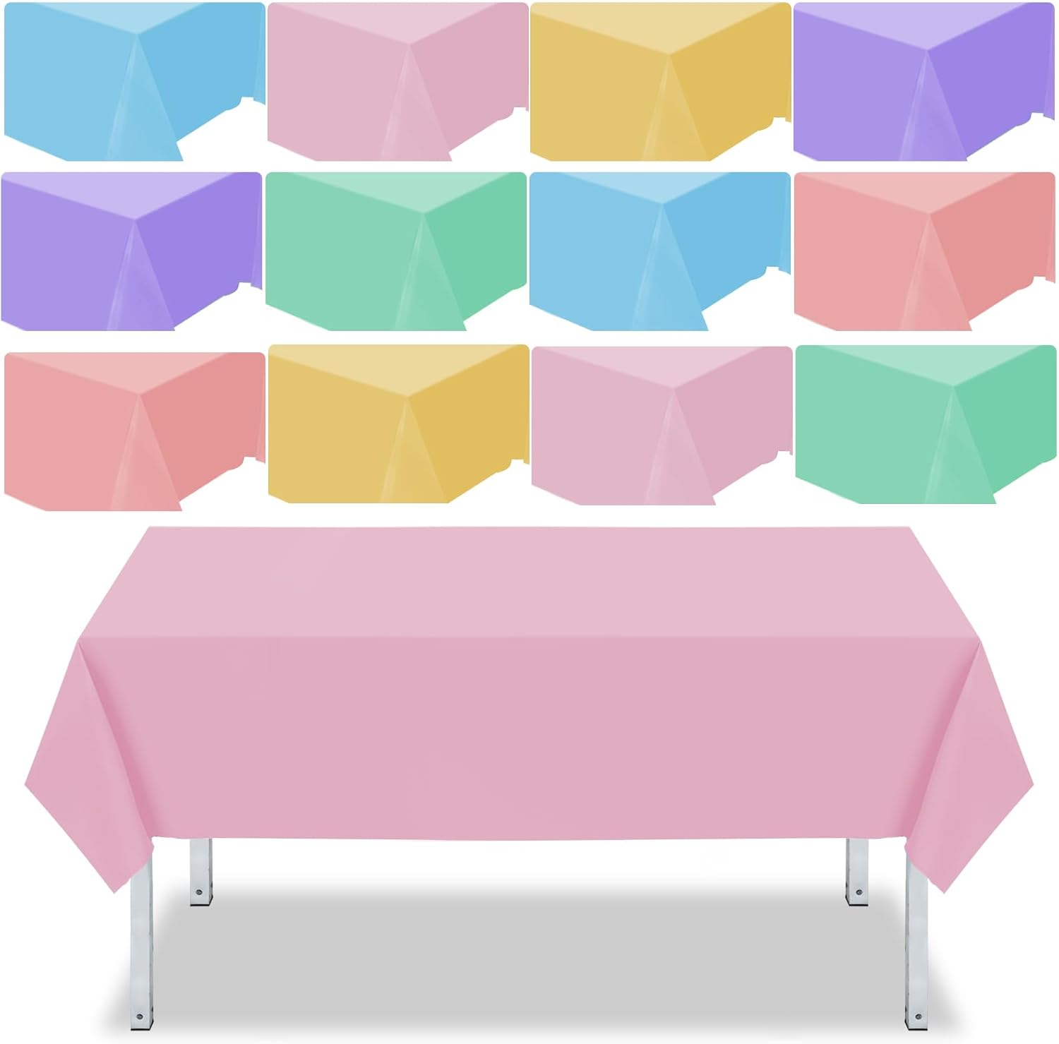 Frienda 12 Pcs Assorted Color Disposable Plastic Tablecloth Rectangle Table Cover Decorative Plastic Disposable Table Cloths for Theme Party Birthday Wedding Picnic Home (Blue Series, 54 x 108 Inch)