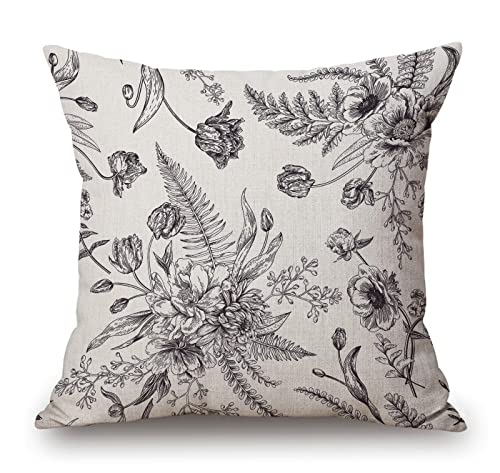 Solekla Floral Pattern Bouquets of Spring Flowers Black and White