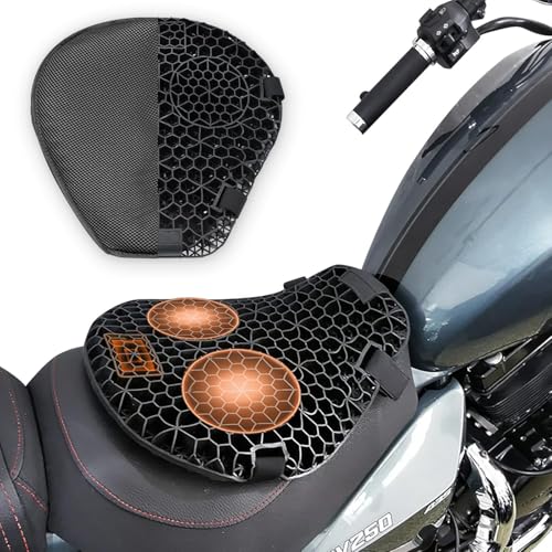 Motorcycle Seat Cushion with Seat Cover, 3D Honeycomb Structure, Breathable Shock Absorption Motorcycle seat Cover, Motorcycle Gel Seat Pad for Comfortable Long Rides