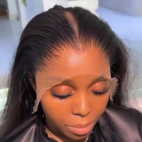 NESMON 13x6 Full SKINLIKE 30 Inch HD Lace Front Wigs Human Hair Pre Plucked 200% Density 12A Virgin Human Hair Straight Frontal Wigs HD Lace 0.1mm Ultra-thin Invisible Lace Wigs for Black Women