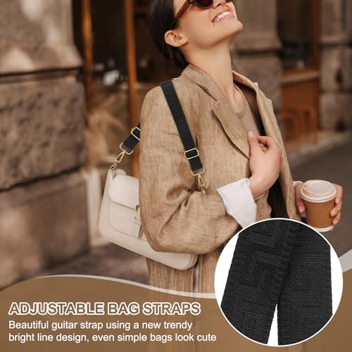 Image of PATIKIL Purse Strap, Adjustable Crossbody Bag Straps Wide Shoulder Strap Universal Replacement Shoulder Bag Belt for Women's Handbags Canvas Satchels Bag Backpack, All Black
