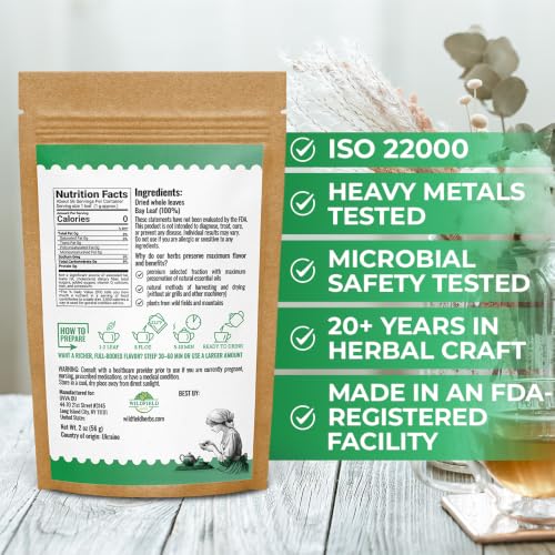 Image of 2 oz. Bay Leaf Herbal Tea (Laurus Nobilis) - 56g Dried Bay Leaves Herb Te De Laurel