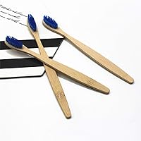 Vista 3 de Magik 10-20 cepillos de dientes de bambú 100% natural orgánico cerdas medianas sin BPA (paquete de 20, azul)