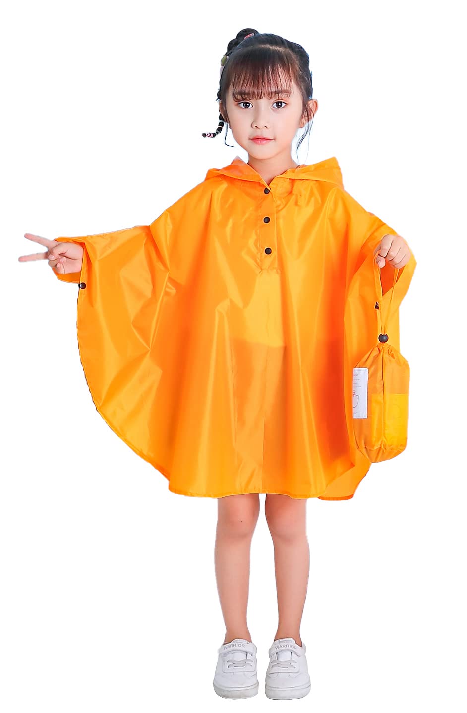 Kids Rain Poncho Hooded Waterproof Raincoat for Boys Girls