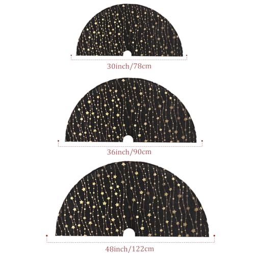 Atiming Black Christmas Tree Skirt With Glitter Golden Star Print 30 Inch Xmas Tree Skirt Base Cover Mat For Christmas Tree Holiday Home Party Decorations thumb #2