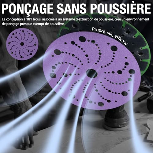 FASTPLUS Disques Céramique Abrasifs 150mm, G80, Multi-Trous, Lot de 50 – vue 4