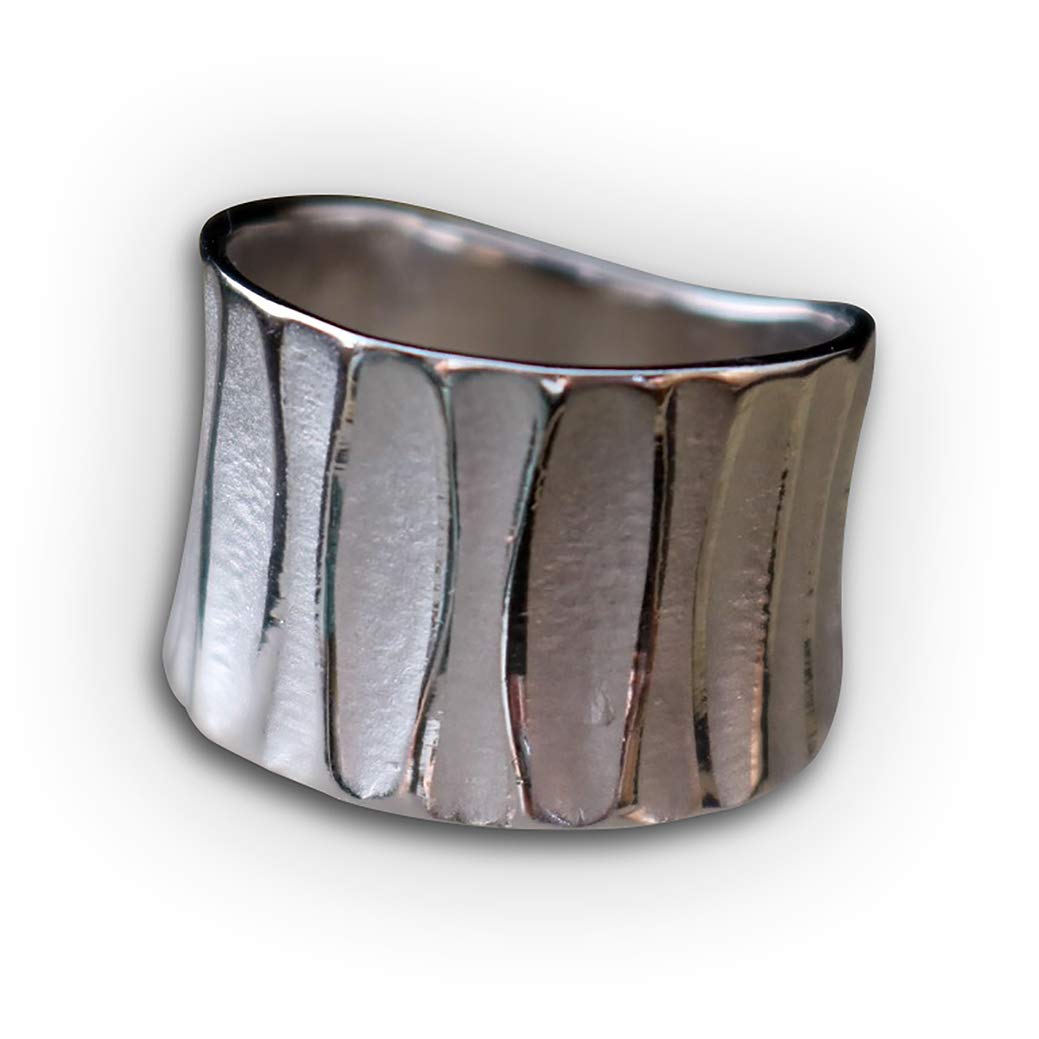 Massiver Silberring mit Wellenmuster – Breiter Damen Bandring aus 925er Sterling Silber, eleganter Schmuck für jeden Anlass, modischer Stil | RG: