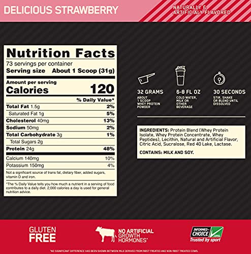 Optimum Nutrition, WHEY, Gold Standard, 5,00 LBS (2.27KG) - Morango