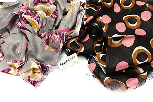 Image of Women's Trendy floral Printed Rayon Stoles Multicolour (Pack of 2)