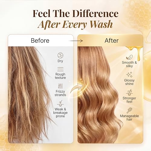 Image of Herbishh Honey Veda Moisture Restore Conditioner 300ml - Hydrating Detangling Conditioner for Dry & Frizzy Hair, Amla, Reetha, Licorice with Keratin & Hyaluronic Acid, Sulfate & Paraben Free