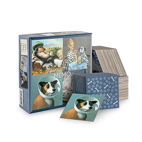 Inkognito | 40052 ''feine Hunde Memo'' | lustiges Memo-Spiel für Hundeliebhaber/Gedächtnis-Spiel/Legespiel | Künstler: Michael Sowa, Rudi Hurzelmeier, Quint Buchholz, Beck, UVM.