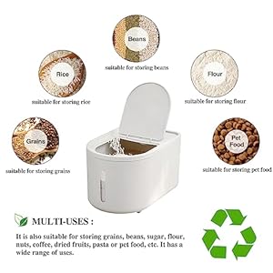 20Lbs/8Qt Large Storage Bin with Lid Storage Container,Food Container, Pet Food Dispenser, Dry Food Storage, Silicone Ring & Moisture Proof,for Grain Cereal Soybean Corn (White)