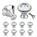 【El paquete incluye】: El juego de pomos de diamante contiene 10 piezas de manijas de cristal con 10 tornillos. Bueno para reemplazar cajones y manijas de puertas y para instalar en casa y en la oficina.