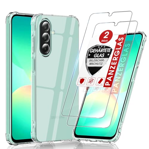 LeYi - LeYi Hülle für Samsung Galaxy A26 5G Transparent Handyhülle mit 2 Stück Schutzfolie, Weich TPU Silikon Stoßfest Dünn A 26 Schutzhülle, Kameraschutz Crystal Clear Cover Case - -28%