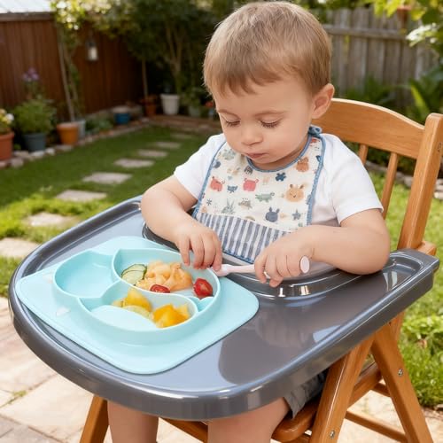 Miniatura 6 de Bandeja Compatible Con Silla Stokke Tripp Trapp, Superficie Lisa Y Fuerte Absorción, 100 Libre De Bpa, Fácil De Montar, Accesorios Para Trona Para Niños Pequeños De 6 A 36 Meses, Color Gris