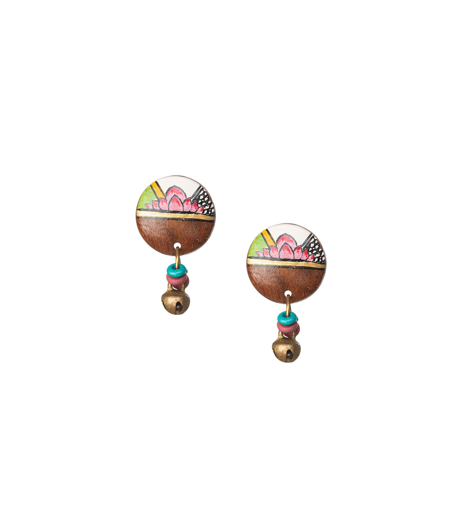 ExclusiveLane Lotus Imprint Bohemian Beaded Wooden Jhumka Earrings For Women Fashion (Sheesham Wood, Dhokra Art) | Earrings for Girls Stylish Wooden Earrings for Women Traditional Earrings (B0CWNM4J67) Amazon Price History, Amazon Price Tracker