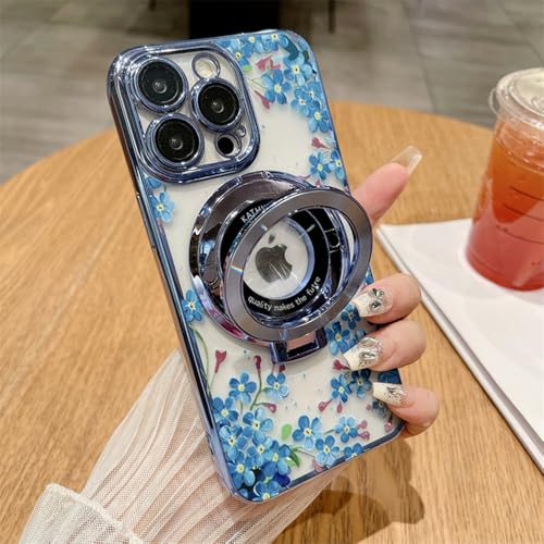 Coque iPhone 15 Plus fleur rose oiseau idéale pour charger sans fil au bureau
