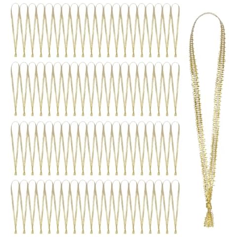 100Pcs Christmas Ornament Ribbon Hangers, Ribbon Ornament Hangers, Hand Tied Ornament Ribbon Loops, Thin Ribbon for Ornaments (Gold) Cover
