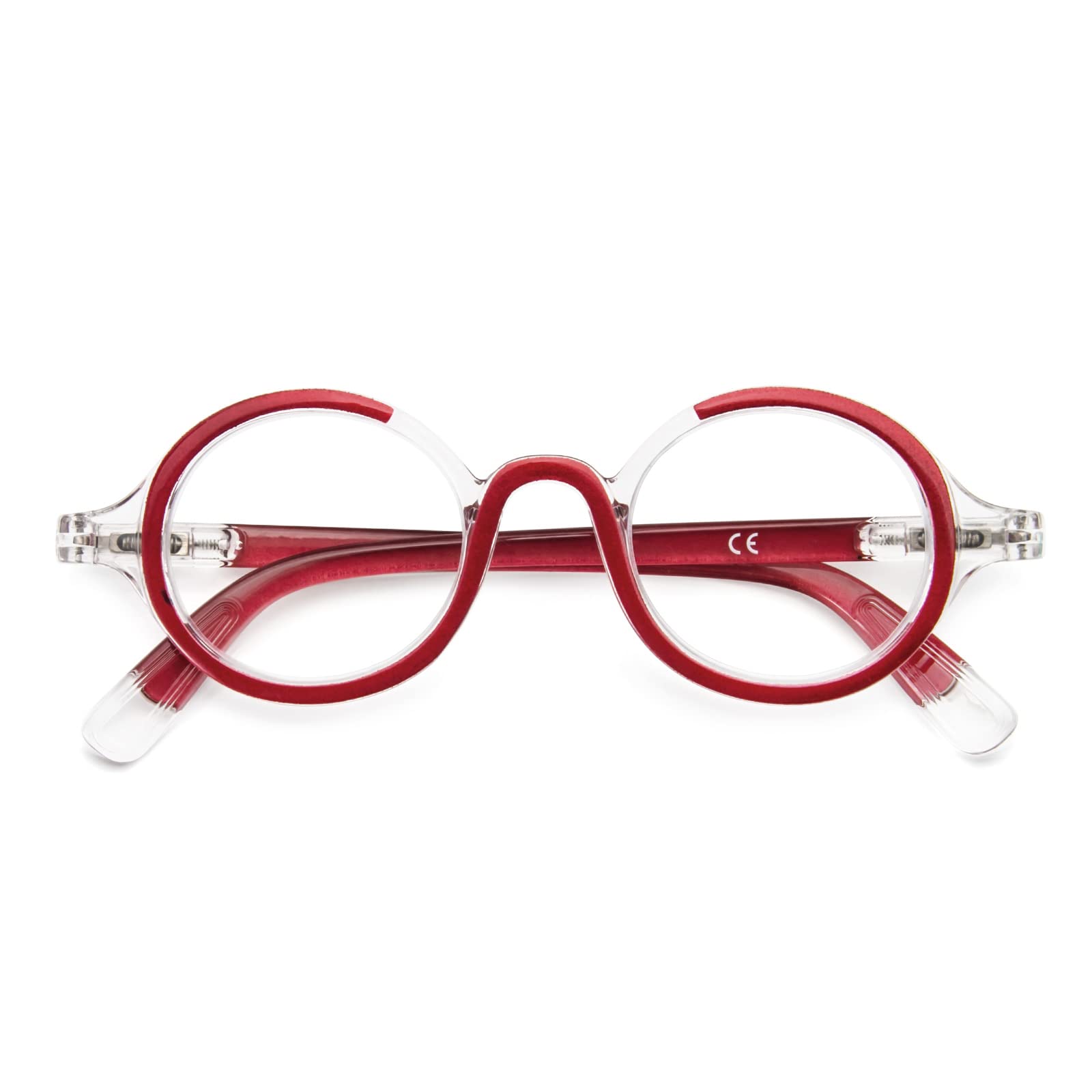 MMOWW Gafas de Lectura Hombres y Mujeres Retro Moda Para Redondas de Marco Súper Grande Anti Luz Azul Gafas de Lectura (Rojo, 2.5)