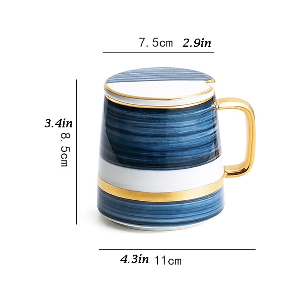 Kubek do kawy - kubek do picia ceramiczny kubek z pokrywką i łyżeczką kubek do kawy na mleko filiżanka do herbaty duża pojemność kubek biurowy odpowiedni do domu kuchni biura 335 ml
