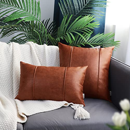 Image of BRAWARM Pack of 2 Cozy Bolster Pillow Covers Cases for Couch Sofa Home Decoration Supersoft Corduroy Corn Striped with Piping Both Sides 12 X 20 Inches Teal