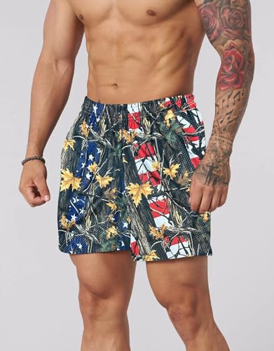 Mens Camo Graphic Print Shorts Workout Cargo Athletic Casual Cool Basketball Drawstring Shorts2
