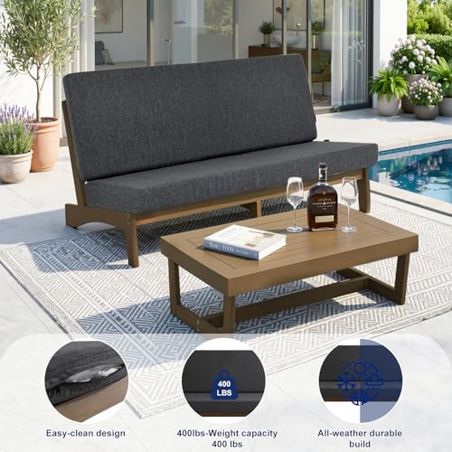 Image of Pia Ricoo 1-Piece Patio Furniture Set, Outdoor Loveseat with 4.5-Inch Thick Cushions, All-Weather Outdoor Sofa for Backyard, Deck, Lawn - Drak