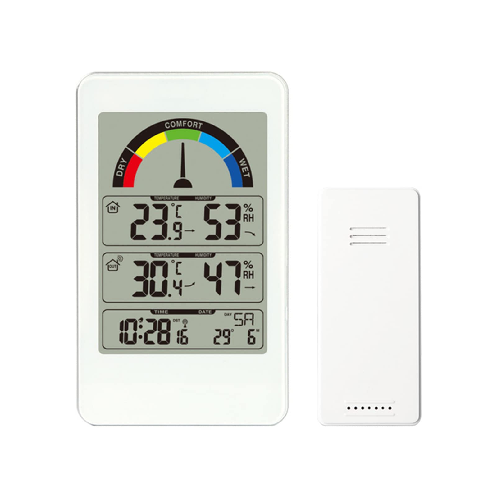 Estación meteorológica inalámbrica Profesional, con Sensor Exterior, Temperatura y humedad Interior y Exterior, reloj controlado por Radio/fecha barométrica/despertador/indicador d