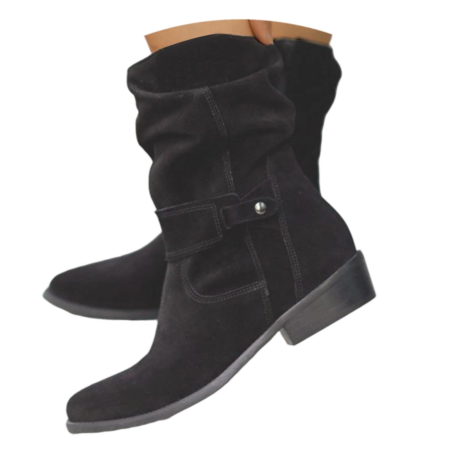 Botas por Encima de la Rodilla Elegantes Botines Media Pantorrilla con Cremallera Lateral de Acabado Suave. Diseño Moderno para Fiestas otoño.