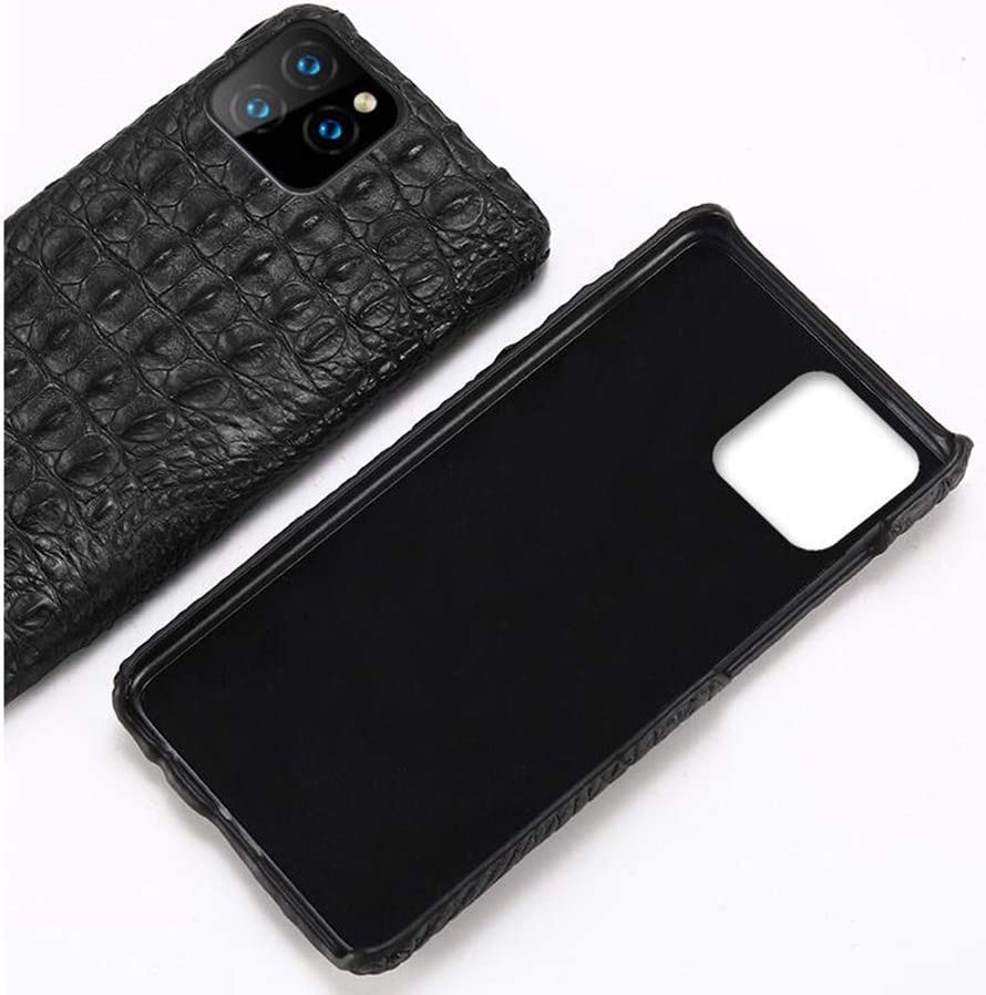 Étui en cuir véritable crocodile marron de luxe pour iPhone 11 Pro