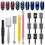 KAAGEE 15Pcs Cat Eye Nail Magnets Pens for Nail Art Magnetic Wand Cat Eye Magnet for Nails Double En