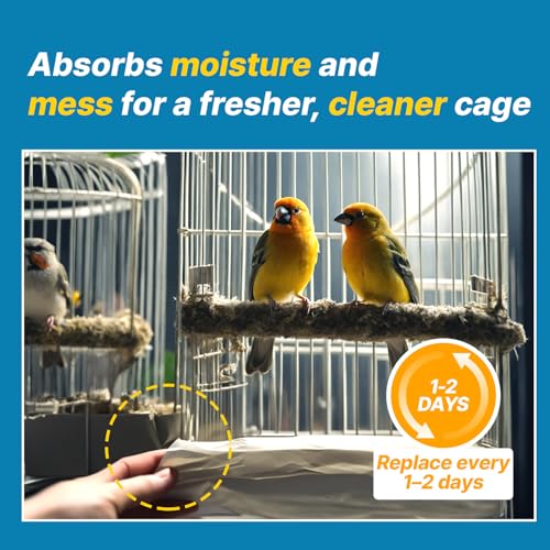 Image of T TORTO9 Non-Woven Bird Cage Liners 31 x 21.5 Inch (120 Sheets) - Absorbent, Lint-Free Disposable Cage Tray Liners for Large Bird Cages