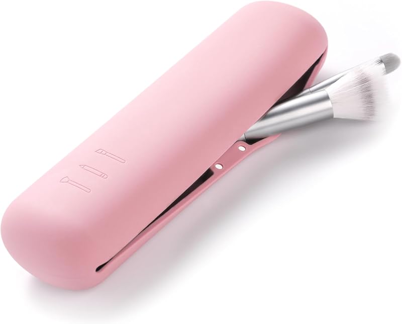 Estojo magnético FERYES para pincéis de maquiagem, silicone, rosa, 20,07 x 6 x 3,99 cm