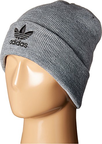 adidas Men's Originals Trefoil Knit Beanie, Heather Grey, One Size