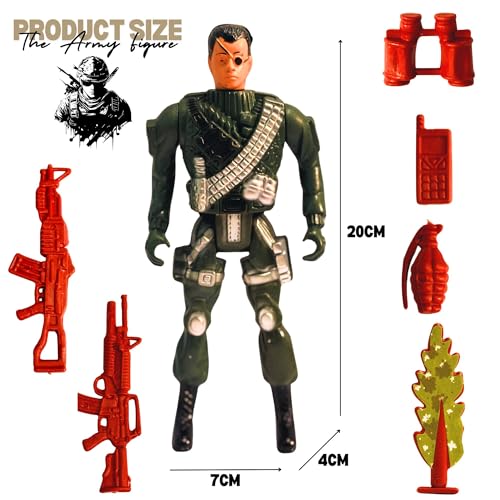 Image of Realistic Moveable Military Soldiers Action Figures Toys Playset for Kids 3+|2Pcs Special Force with 7PCS Army Accessories Toyset for Boys and Girls Decoration Item Birthday Gift for Children