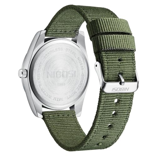 Image of NIBOSI Men's Watch Fashion Military Green Watches for Men Waterproof Chronograph Quartz Casual Wrist Watches Nylon Strap Date