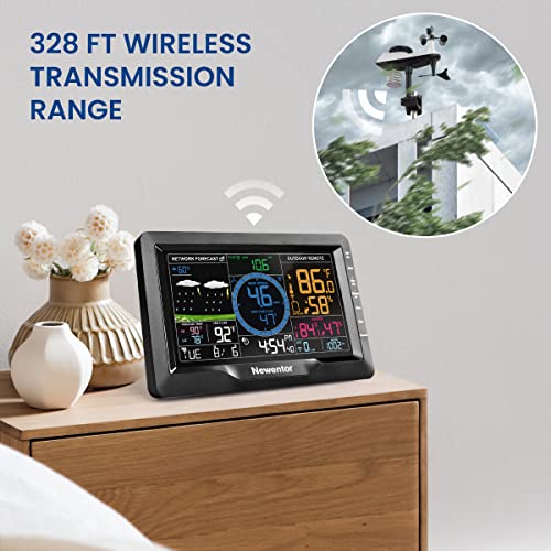 Newentor WiFi Weather Station Wireless Indoor Outdoor with Wind Speed Rain Gauge, Professional
