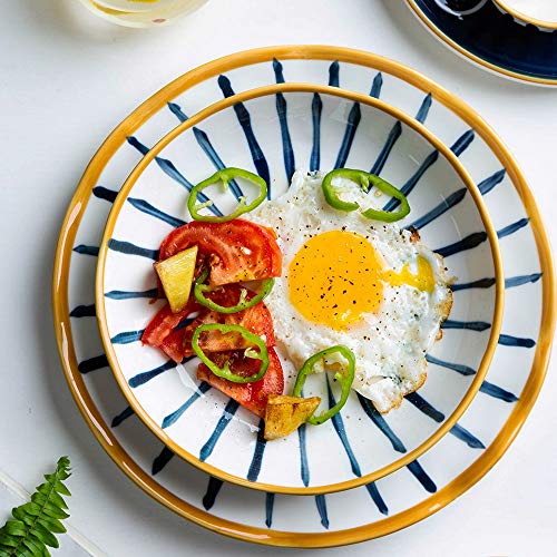 Mdzf Sweet Home 8-Inch Porcelain Dinner Plates Set, Pasta Serving Dishes Japanese Style Tableware Dessert Dishes - Set Of 4 #TOP2