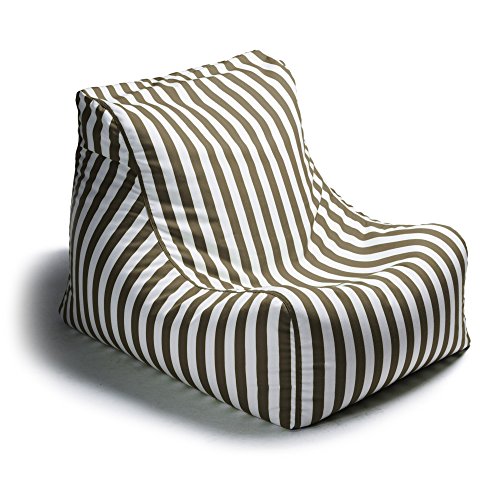 Jaxx Ponce Outdoor Bean Bag Chair - Weather Resistant Patio and Poolside Lounge Seating, Taupe Striped