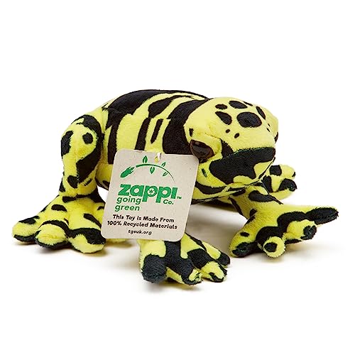 Zappi Co 100% Recycled Plush Poison Dart Frog Yellow/Black Toy (15cm Length) Stuffed Soft Cuddly Eco Friendly Animals Collection for Newborns - Image 3